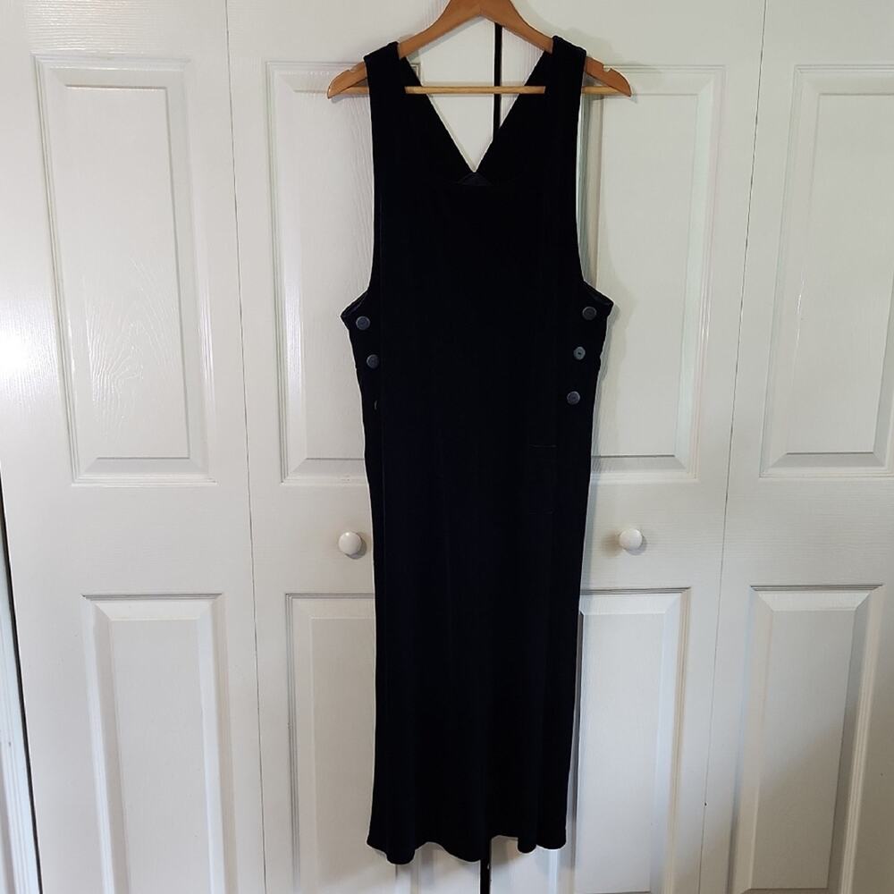 Vintage‎ Jaqueline Ferrar Navy Blue Velvet Jumper Dress Size 14P Y2K Academia